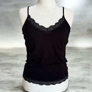 Halogen Black Lace-Trim Spaghetti Strap Cami